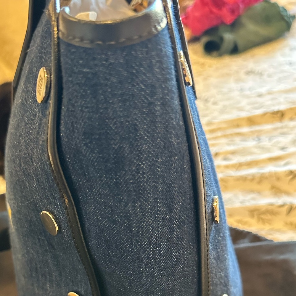 Givenchy Blue Denim Tote with Yellow Logo - Picture 4 of 5